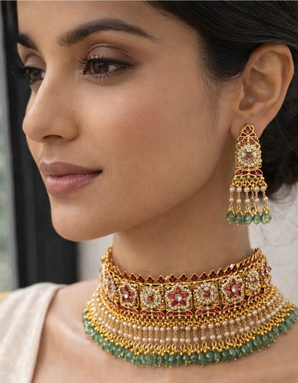 PACHI KUNDAN JADAU CHOKER NECKLACE SET