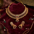 Kundan With Gold Beads Jhumkhi Necklace