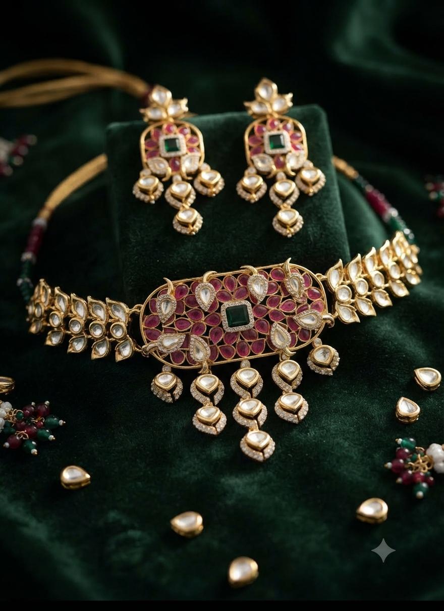 Kundan Jadau Choker Necklace Set
