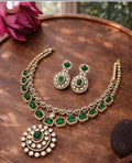 Two Line Emrald Victorian Necklace Set