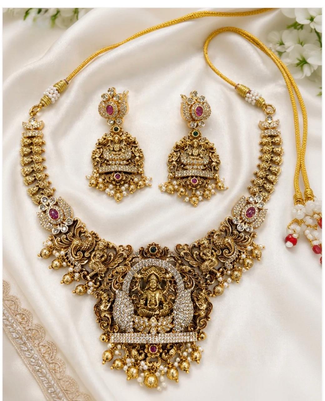 Antique Gold Laxmi Temple Necklace set