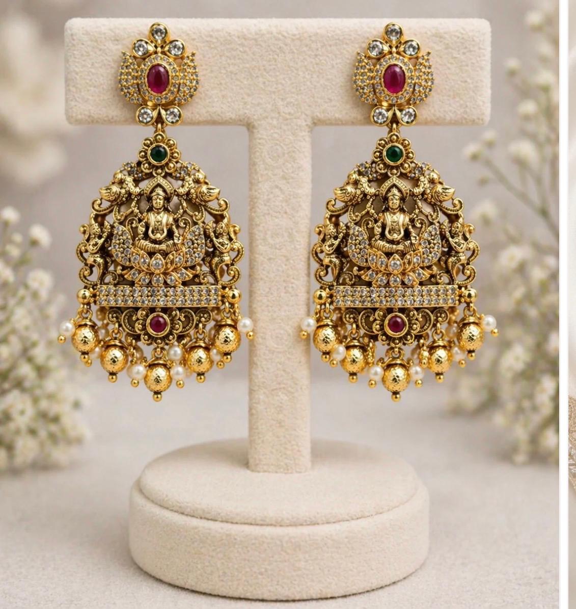 Antique Gold Laxmi Temple Necklace set