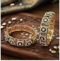 Antique Openable Bangles With Kundan And Pearls