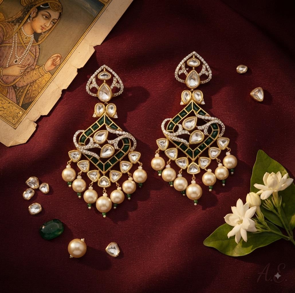 Beautiful Kundan Meena Earings