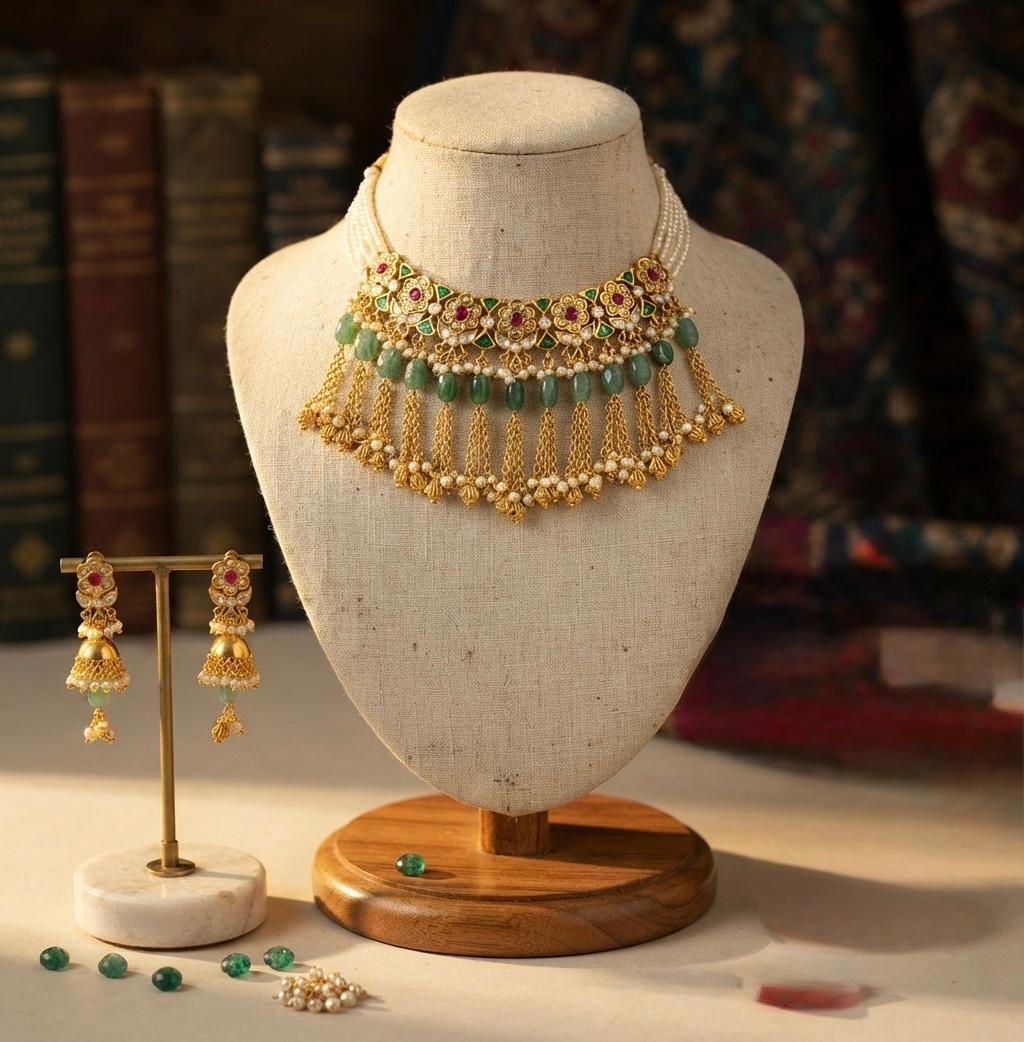 Beautiful Lariya Kundan Necklace Set