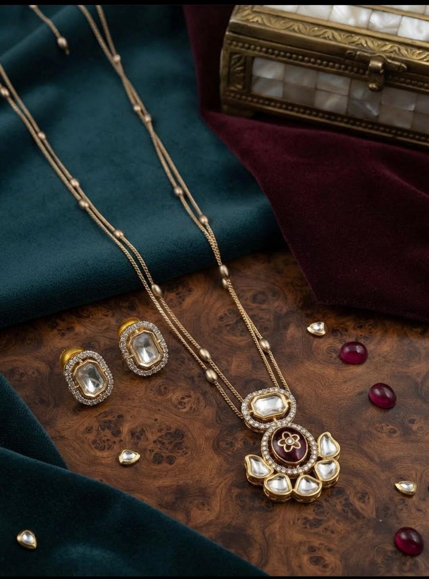 Charm Kundan Chain Pendant Set