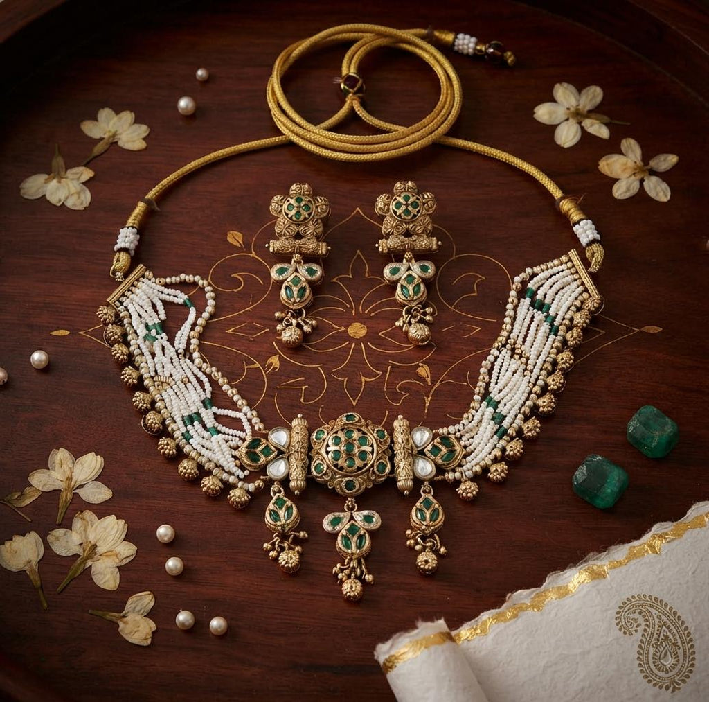 Delicate Kundan Choker With Pearl Mala