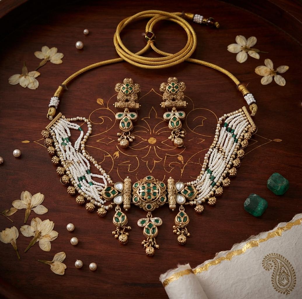 Delicate Kundan Choker With Pearl Mala