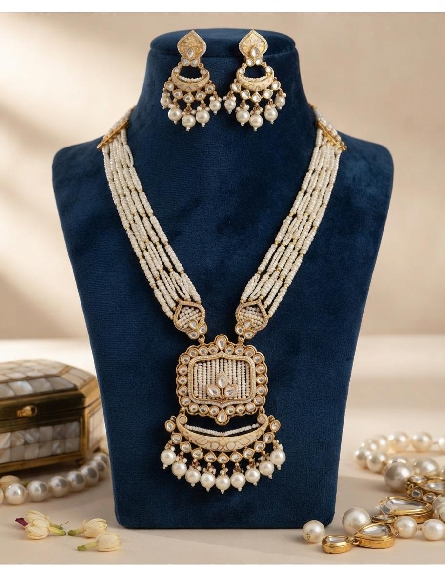 Elegant Kundan Mala Pendant Set