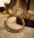 Ethnic Watch With Gold Beads Hanging