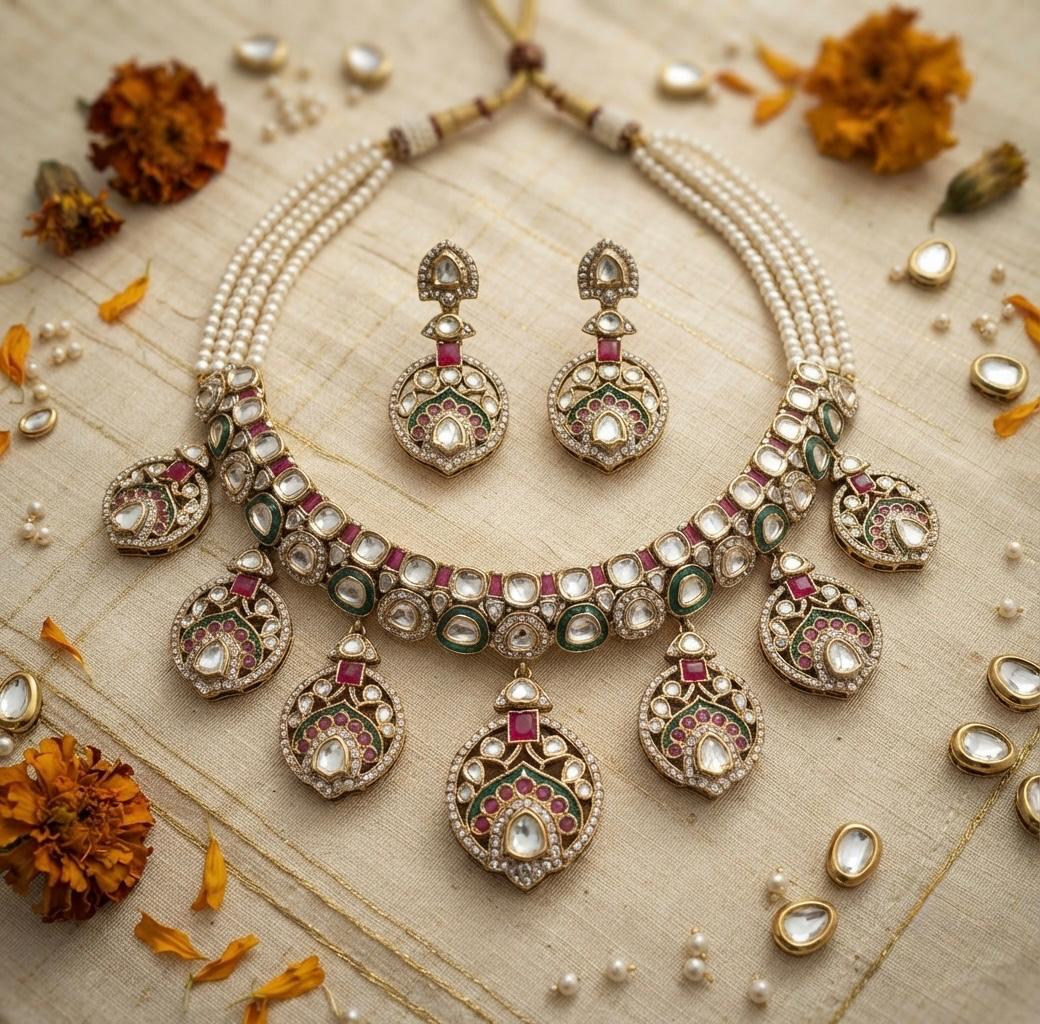 Exclusive Kundan Choker Necklace With Pearl Mala