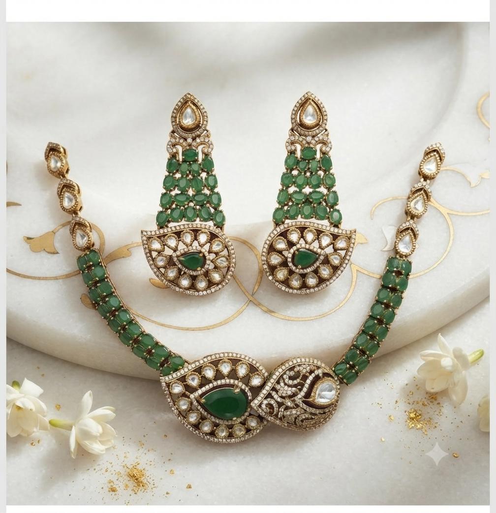 Exclusive Kundan With Emerald Necklace