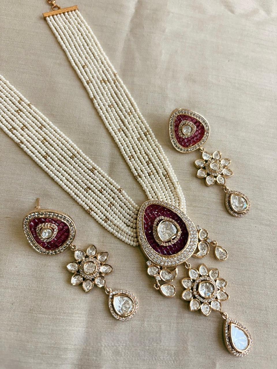 Exclusive Polki Necklace With Pearl Mala
