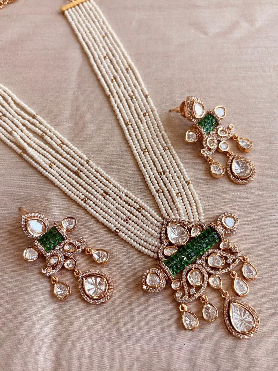 Exclusive Polki Necklace With Pearl Mala
