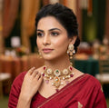 Fusion Gold Beads Kundan Necklace