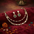 Gorgeous Kundan Ruby Emerald Two Line Necklace