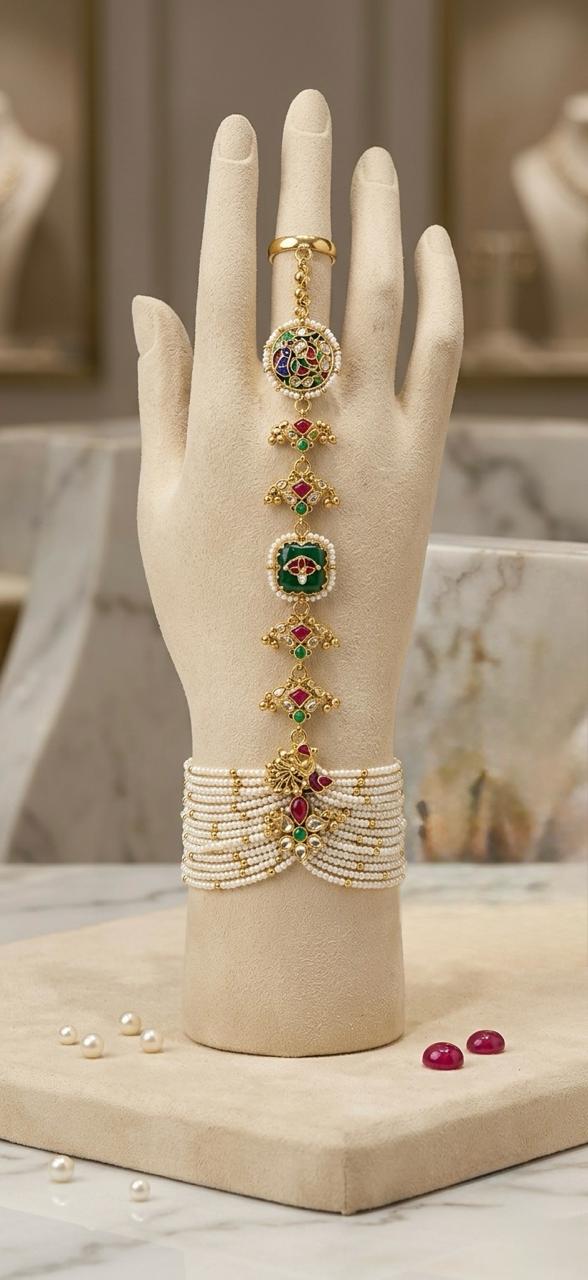 Hathpan with pearl and kundan