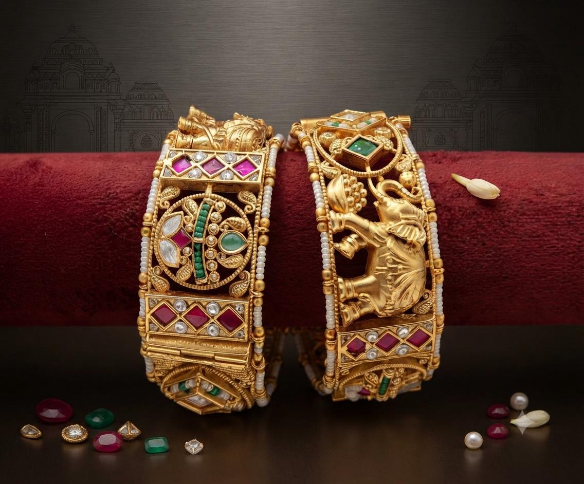 Heritage Bangles With Elephant Motif