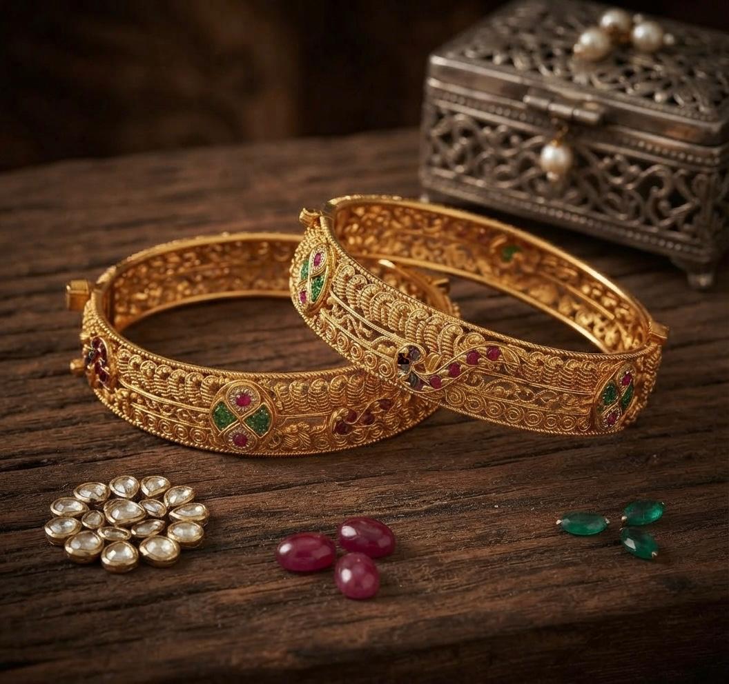 Heritage Intricate Peacock Motif Bangles