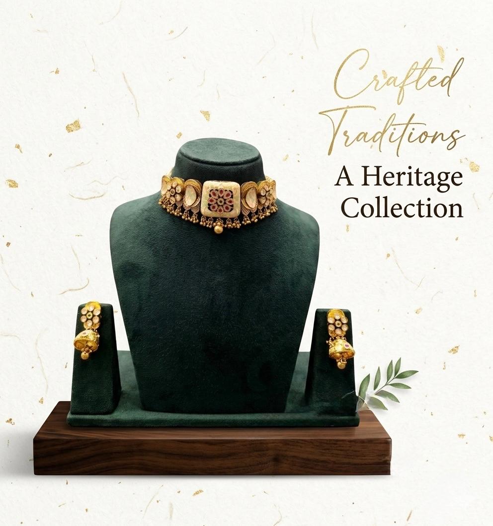 Heritage Kundan Pearl Meenakari Choker