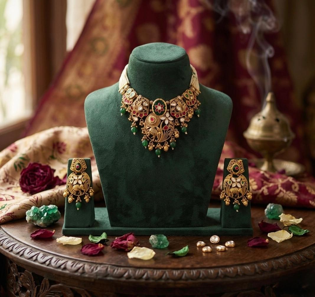 Heritage Kundan Choker With Elephant Motif