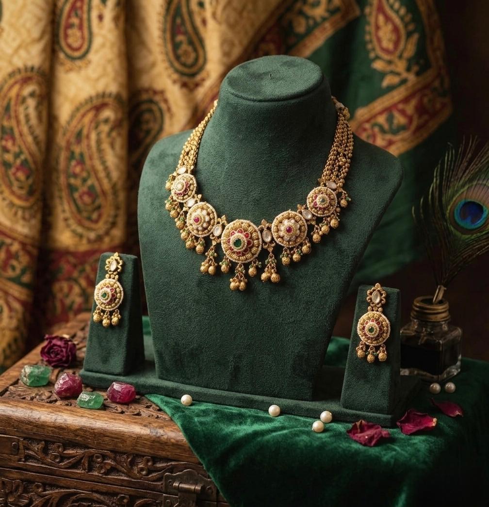 Kundan Delicate Choker With Gold Beads