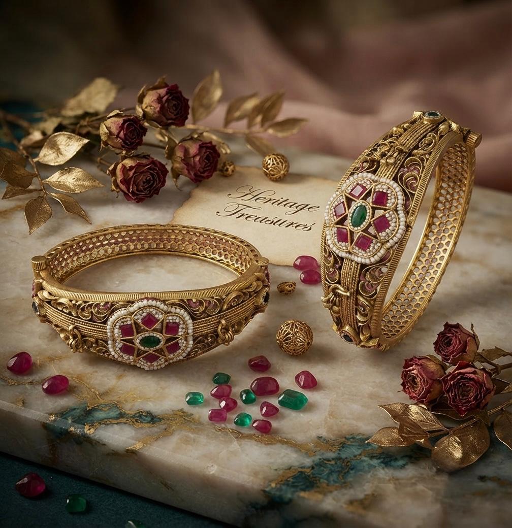 Heritage Kundan With Pearl Openable Kada