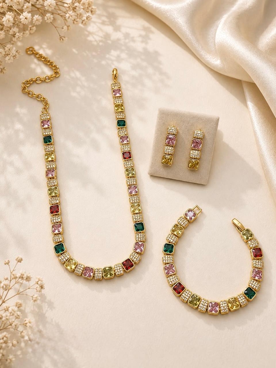 Multicolour Crystal Tennis Necklace
