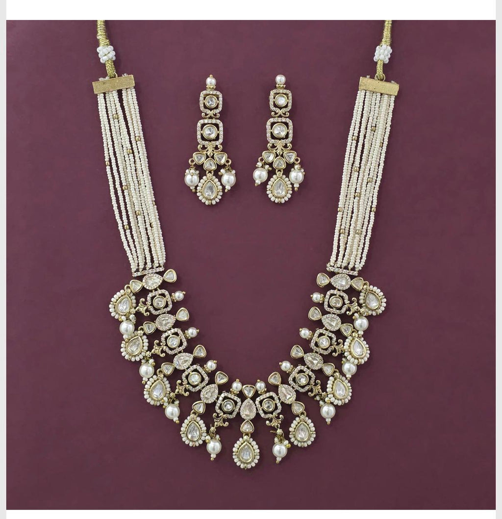 Kundan Pearl Long Necklace Set