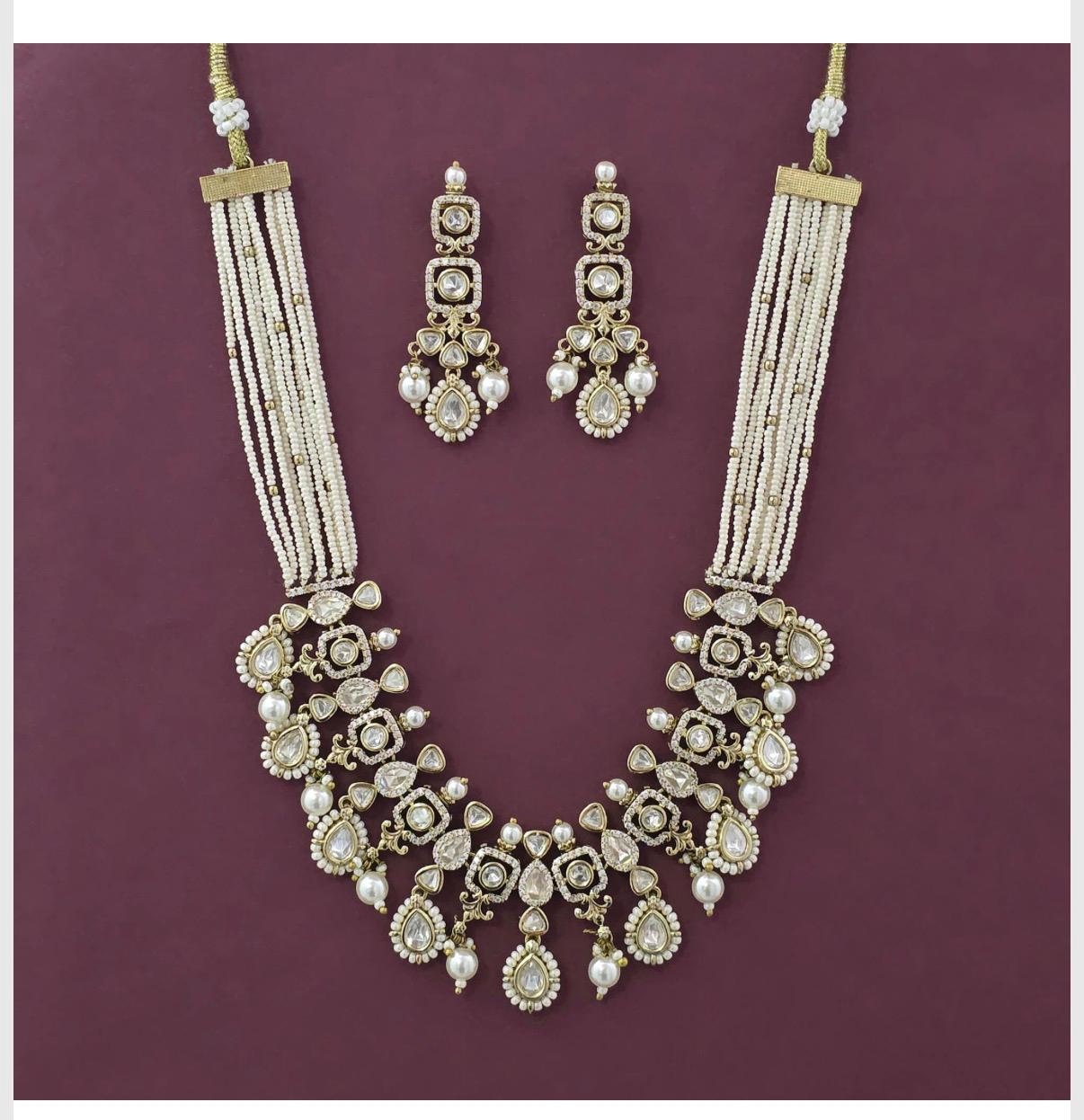 Kundan Pearl Long Necklace Set