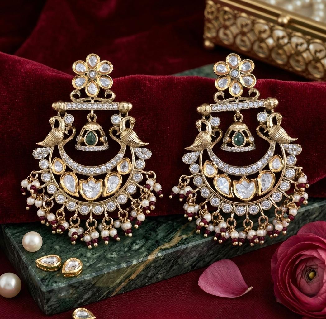 Kundan Bird Earing with pearl