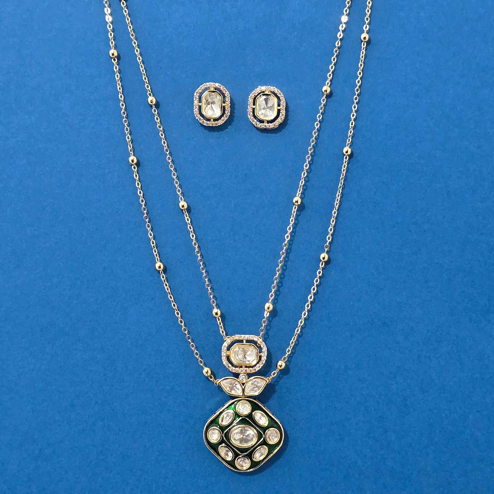 Kundan Delicate Two Layer Pendant Set