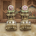 Kundan Jhumkhi With Pearl And Goldbeads