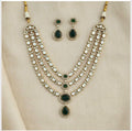 Kundan Layered Necklace With Green Stone