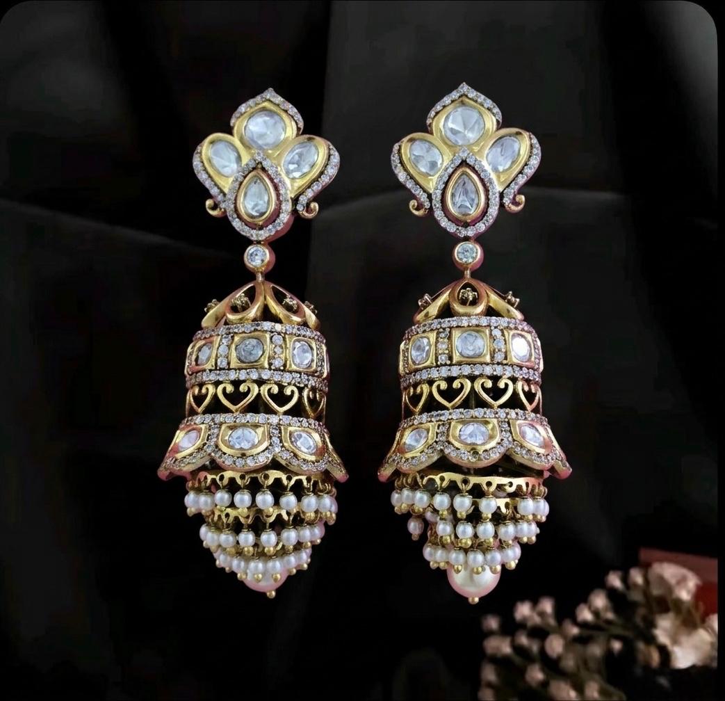 Kundan Pearl Drop Earing