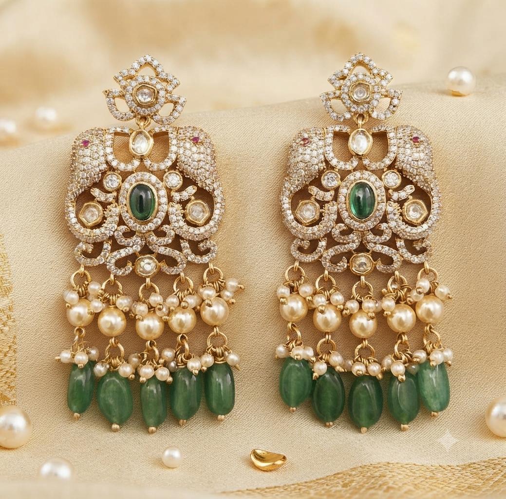 Kundan Pearl Elephant Earings
