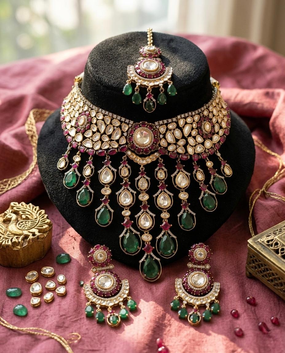 Kundan Polki Bridal Necklace Set