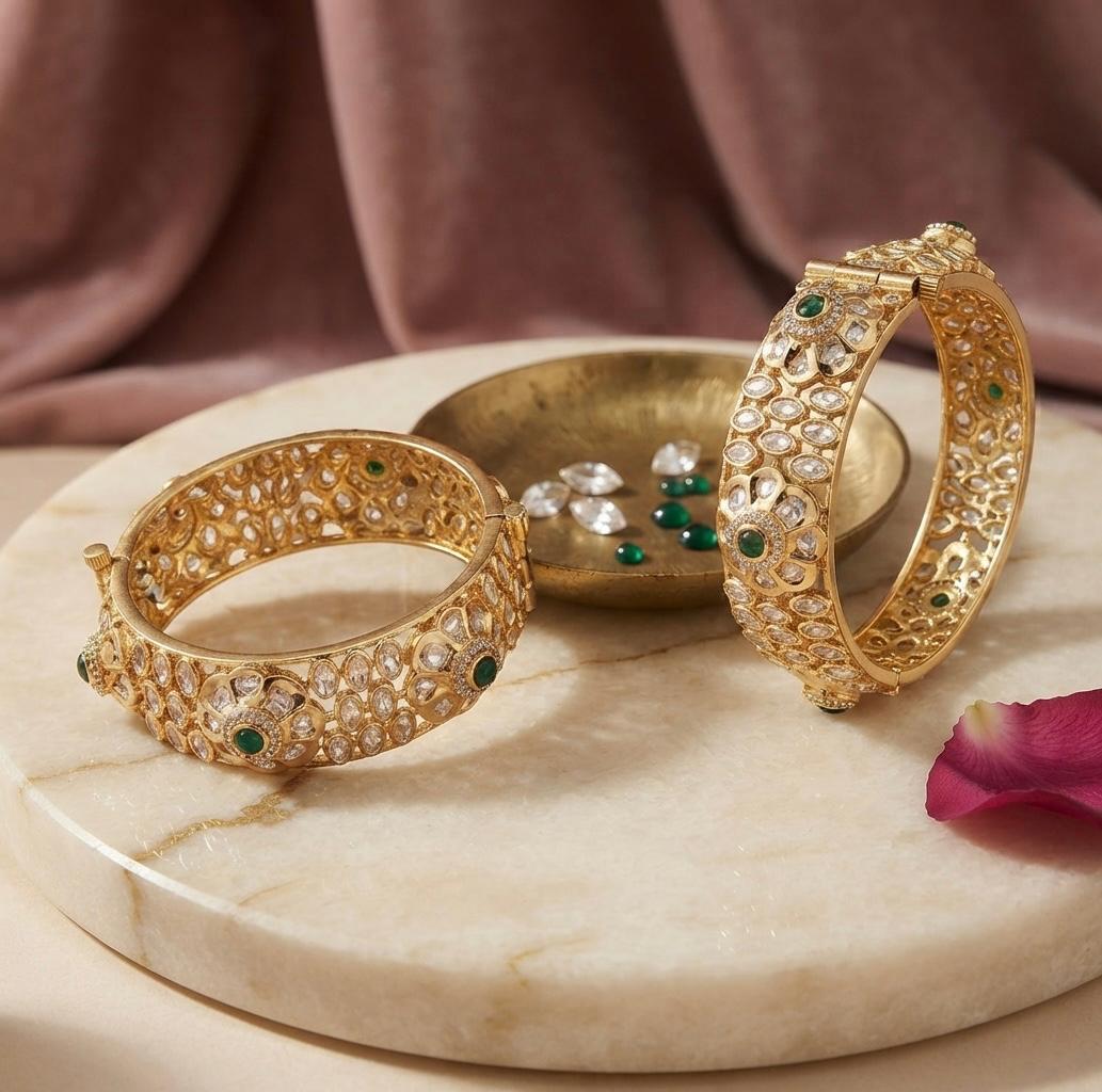 Kundan Polki Openable Kada