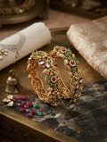 Kundan With Stone Gunghroo Bangles