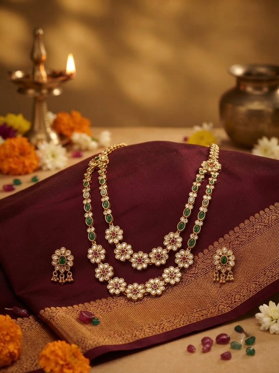 Layered Antique Floral Necklace