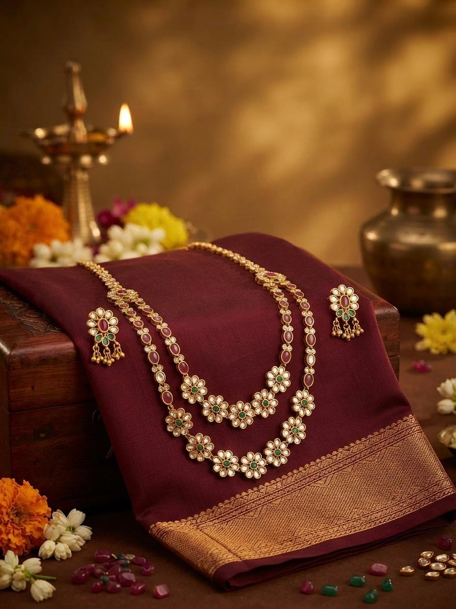 Layered Antique Floral Necklace