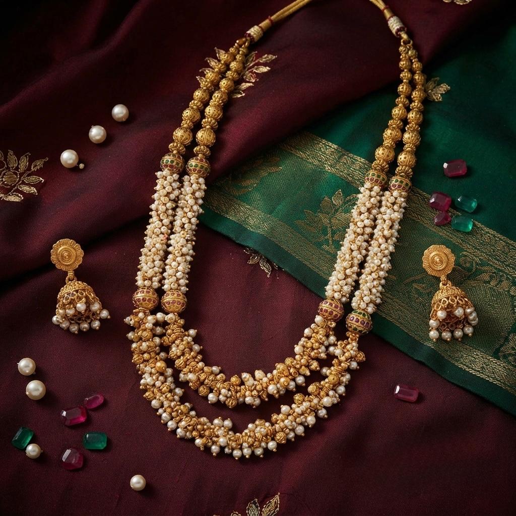 Layered Pearl Beads Mala