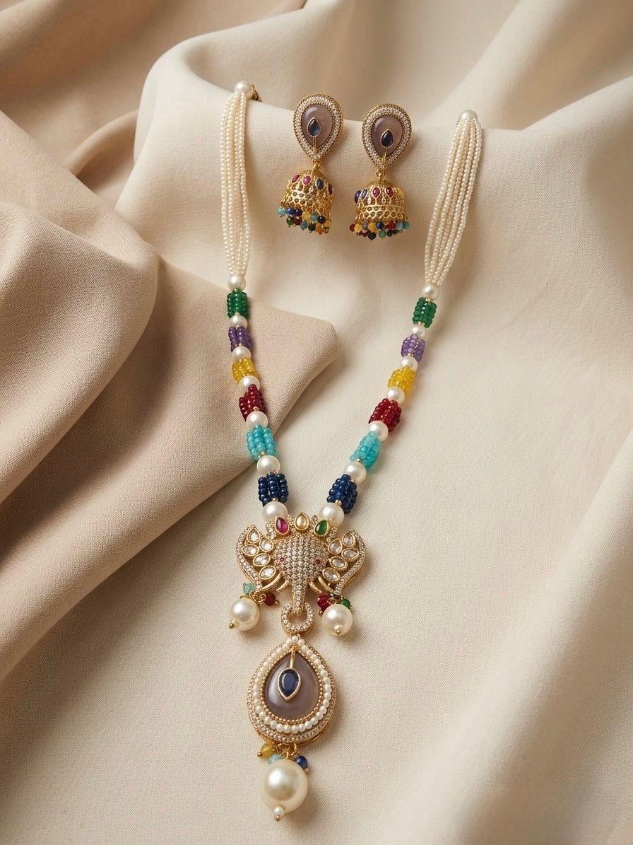 Long Multi Strand Pearl Necklace