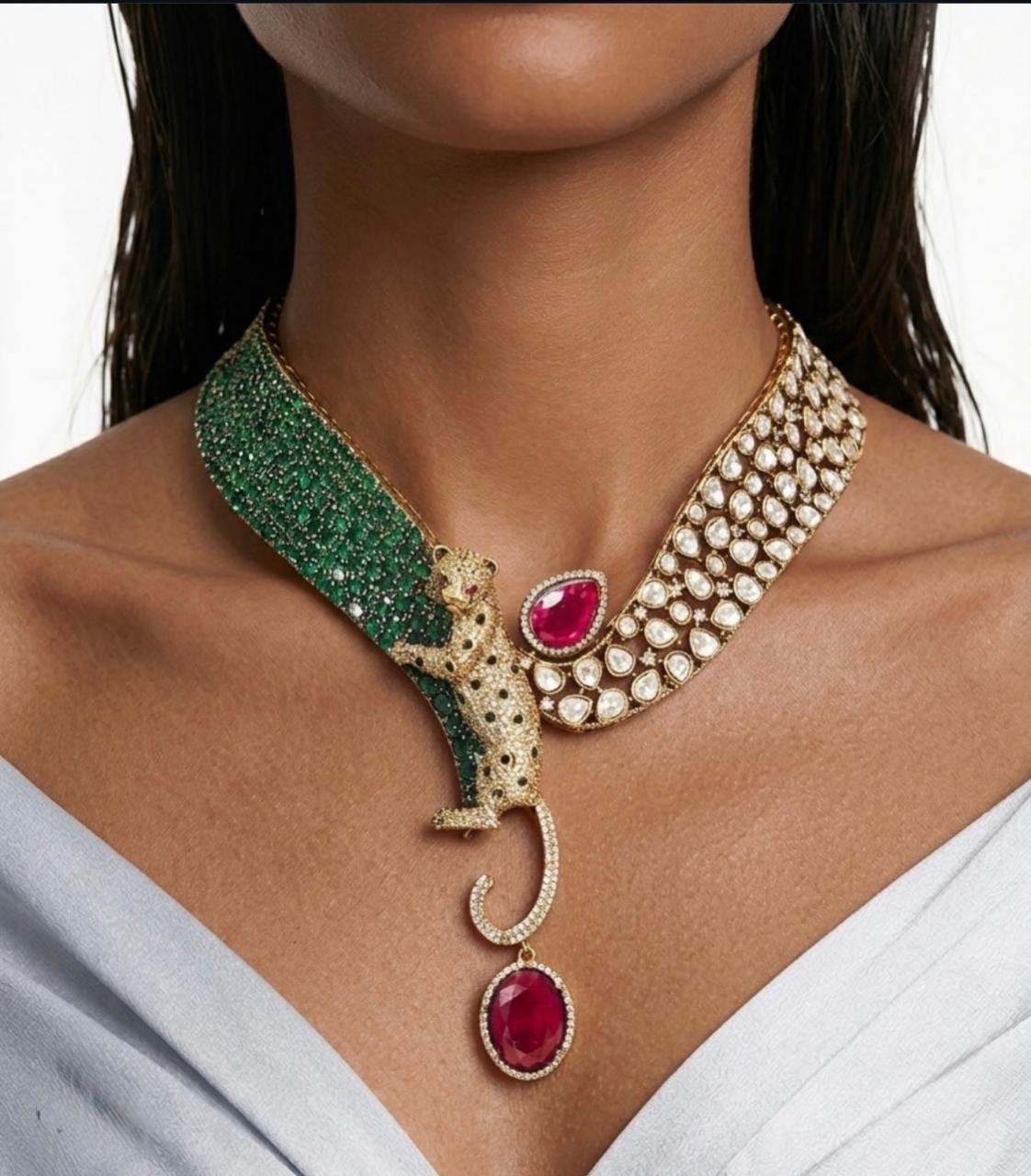 Moissanite Polki Kundan Statement Necklace