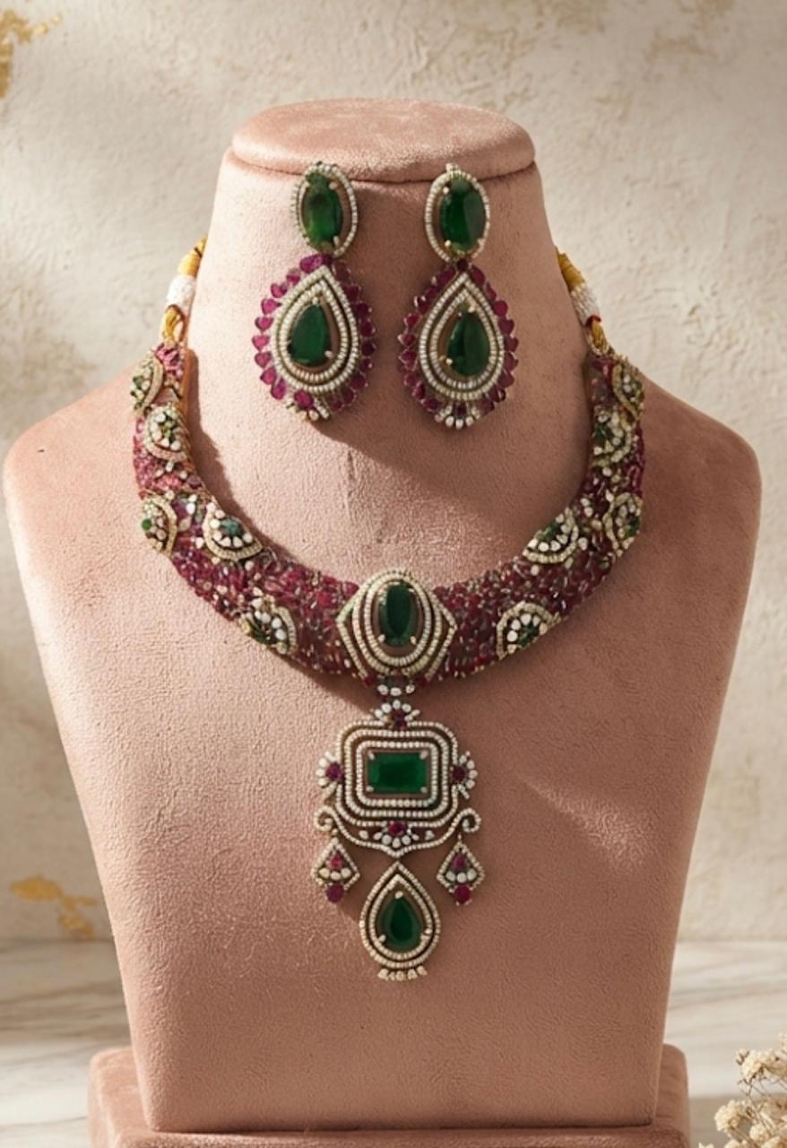 Multicolour Polki And Kundan Heritage Necklaceset