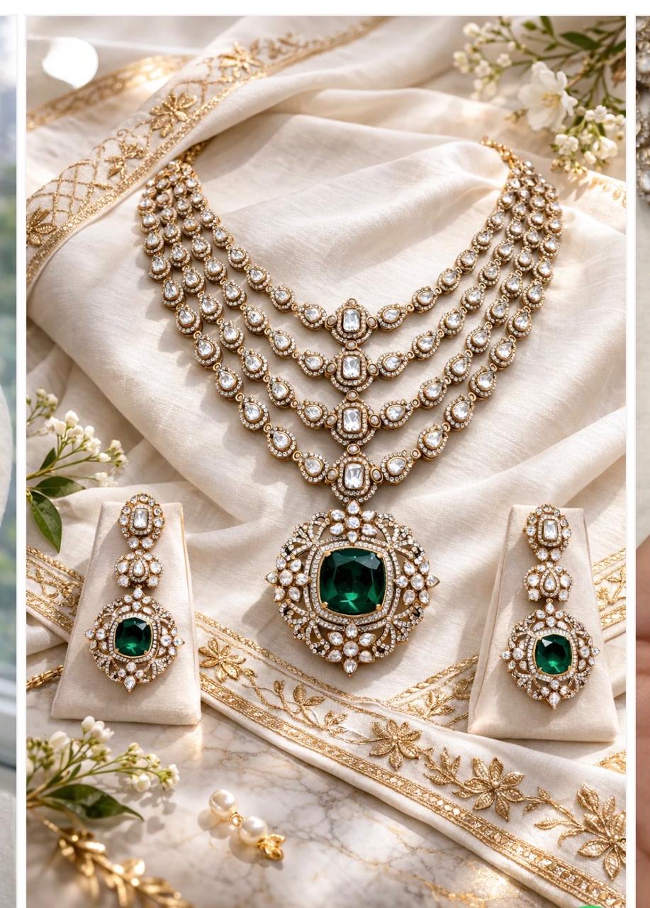 Multi layer statement mossinite necklace