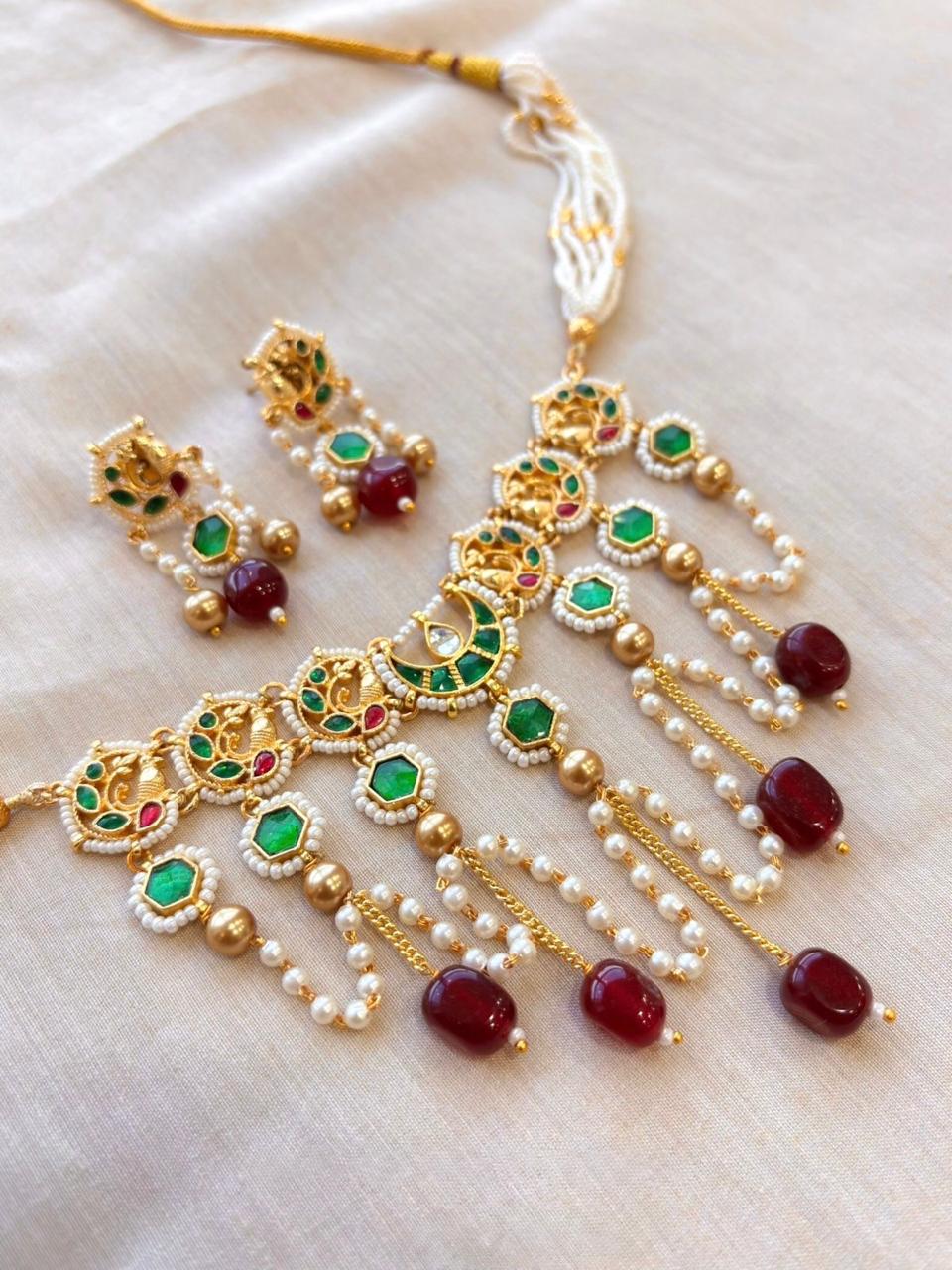 Fusion Pachi Kundan Necklace