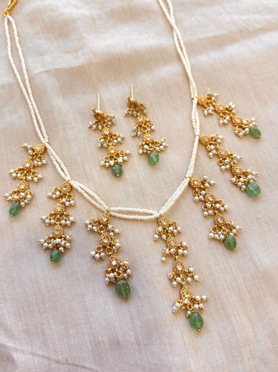 Pachi Kundan Necklace with Pearl Drops