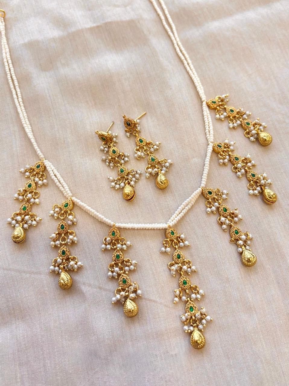 Pachi Kundan Necklace with Pearl Drops