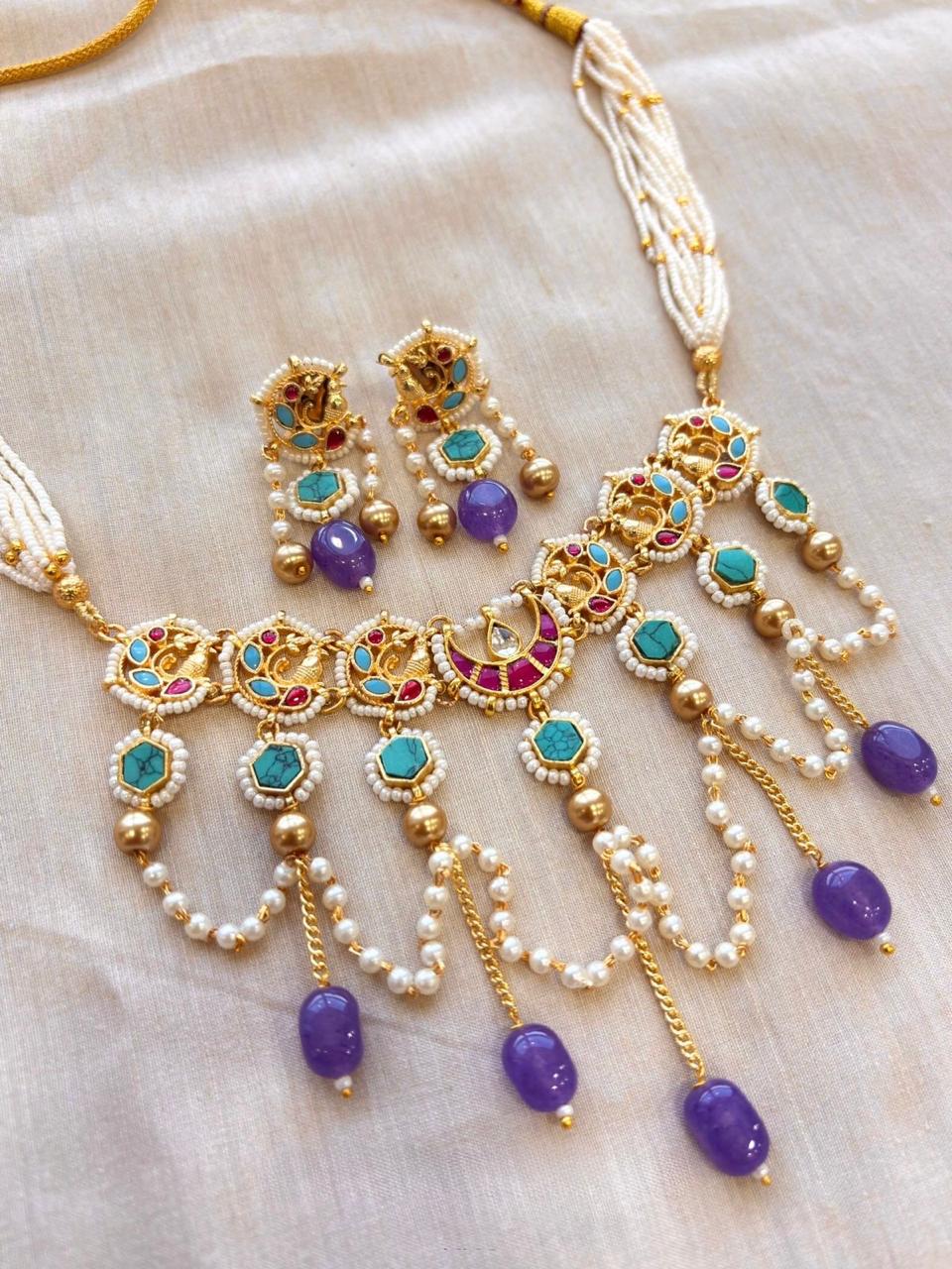 Fusion Pachi Kundan Necklace